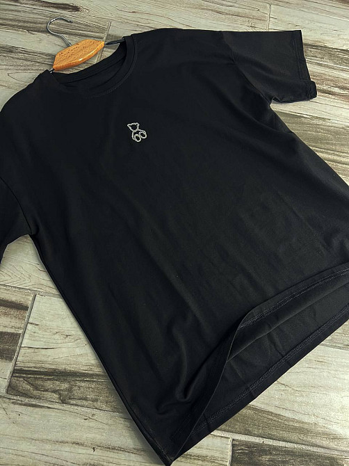 Футболка женская A-N 2006 базовая широкая оверсайз медвежонок камни one size, черный, one size Киев - изображение 12