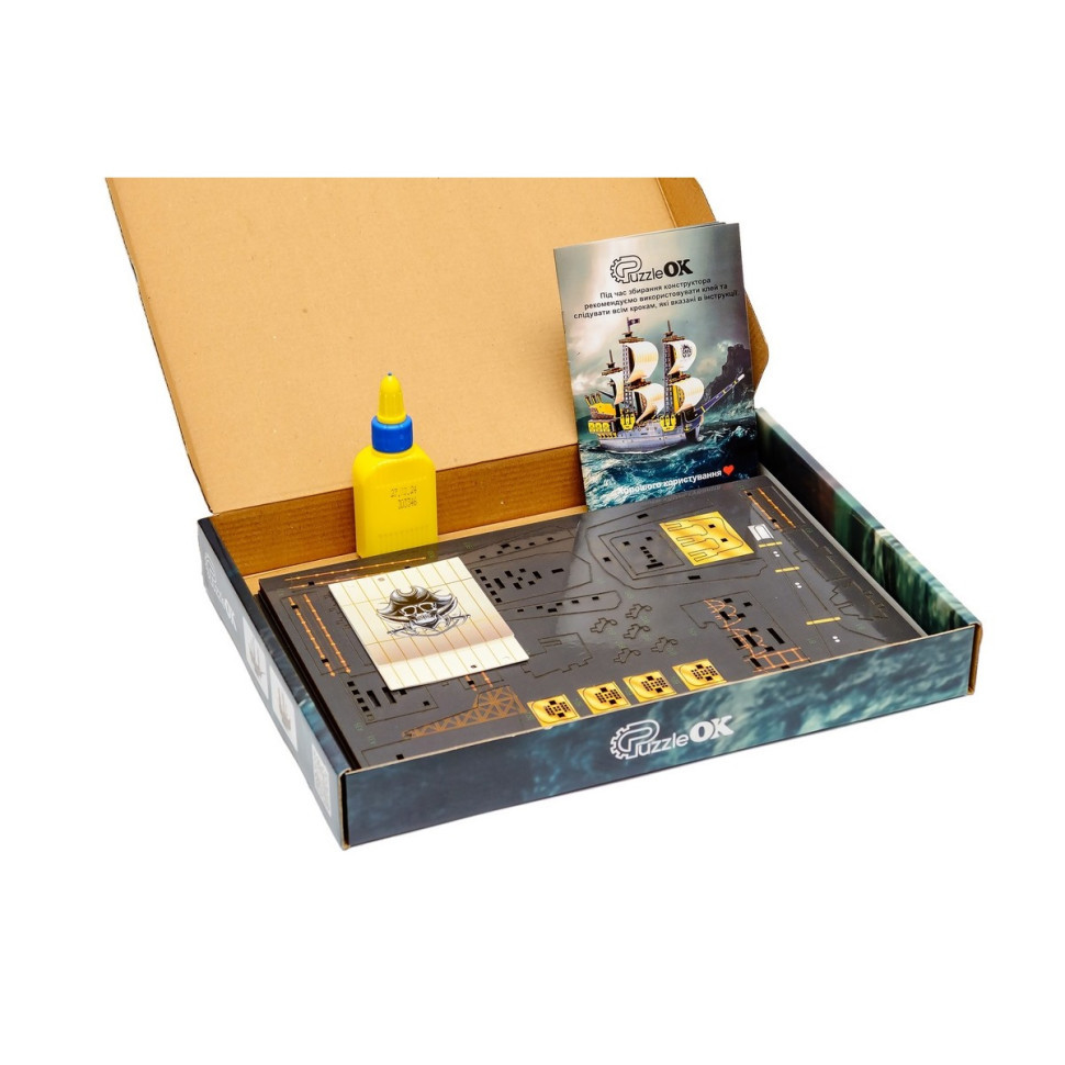 Дерев'яний 3D конструктор "Піратський корабель" Puz-00928, 196 деталей Вінниця - фото 8