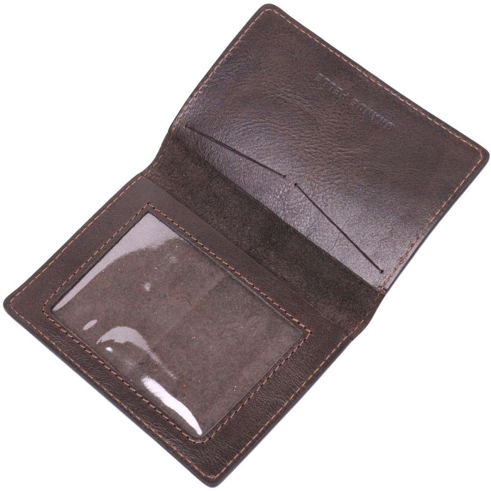 Кожаная обложка на военный билет Слава ЗСУ GRANDE PELLE 16747 Коричневая Киев - изображение 3