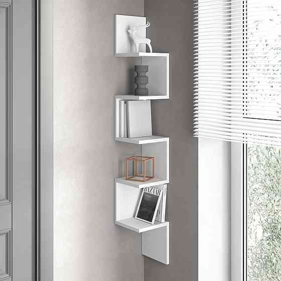 Полка настенная VAYS M-9, угловая, из 5 секций, ЛДСП, 20×20×128 см - для дома, офиса, гостиной Львов