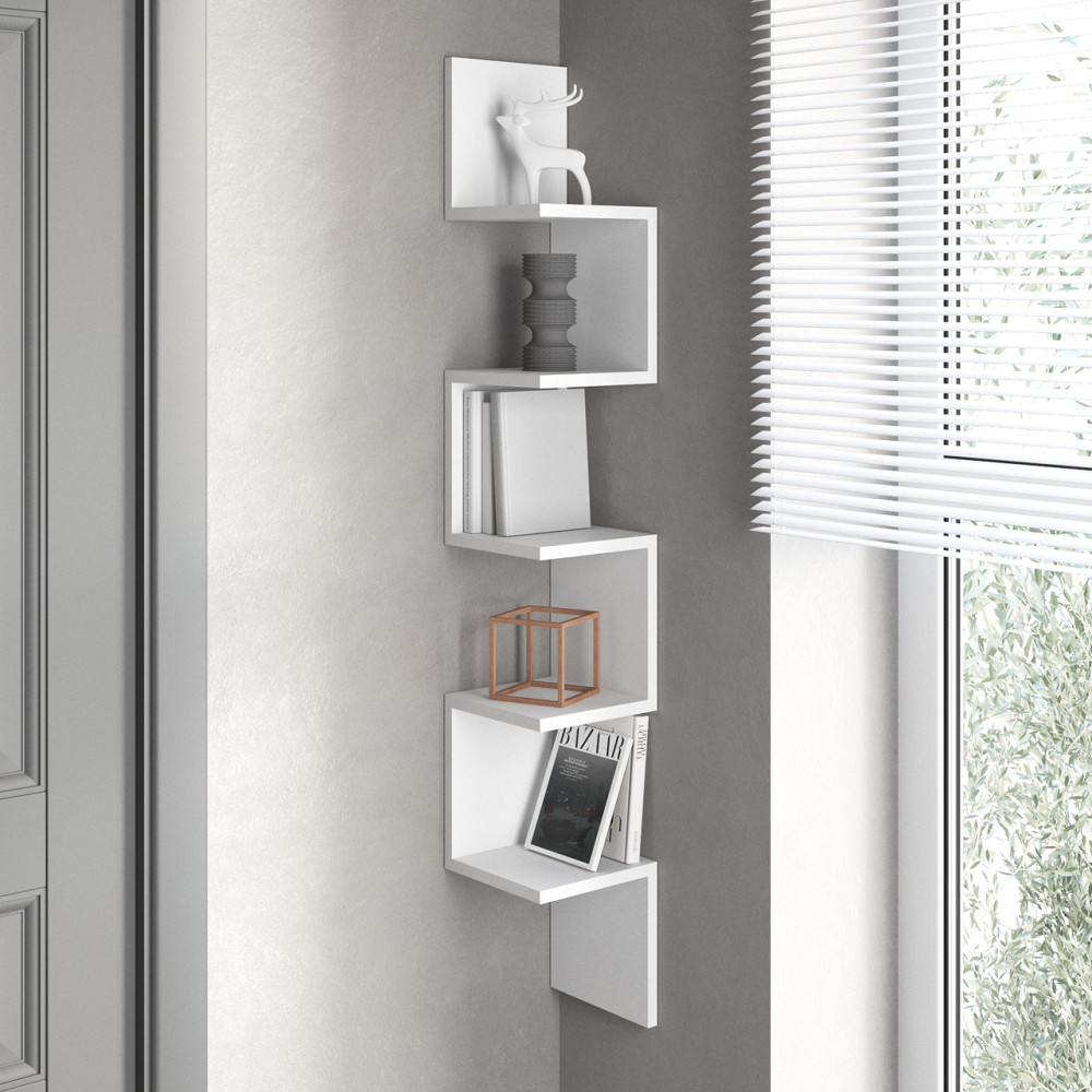 Полка настенная VAYS M-9, угловая, из 5 секций, ЛДСП, 20×20×128 см - для дома, офиса, гостиной Львов - изображение 1