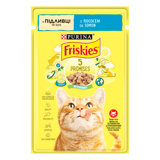 Корм для котів Friskies (Фріскіс) з лососем шматочки у підливці 85 г, Purina Вінниця