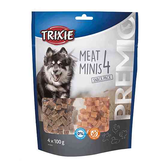 Ласощі для собак Trixie (TX-31852) Premio 4 Meat Minis 4 смаки (курка, качка, баранина та лосось) 400 г Вінниця