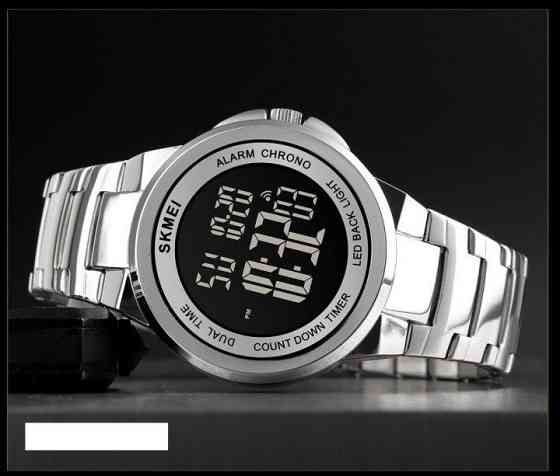 Чоловічий наручний годинник Skmei 1712 Сріблястий з чорним циферблатом Вінниця