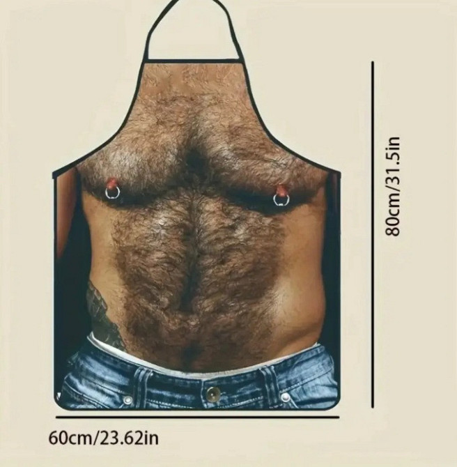 Фартук мужской кухонный с прикольным принтом волосатого торса Киев - изображение 6