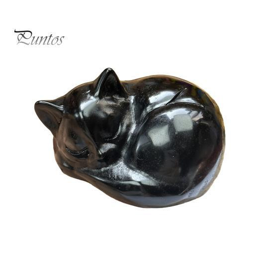 Статуэтка спящего кота из натурального камня обсидиана 27*15 мм. Киев - изображение 1