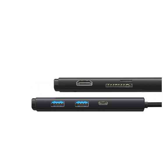 USB-хаб Baseus Lite Series 6-Port Type-C HUB Docking Station (Type-C to HDMI+USB3.0*2+Type-C Data+SD/TF) Black Киев