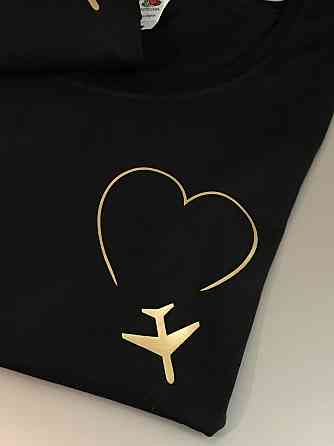 Парні футболки для хлопця та дівчини з маленьким серцем і літачкам Чернівці