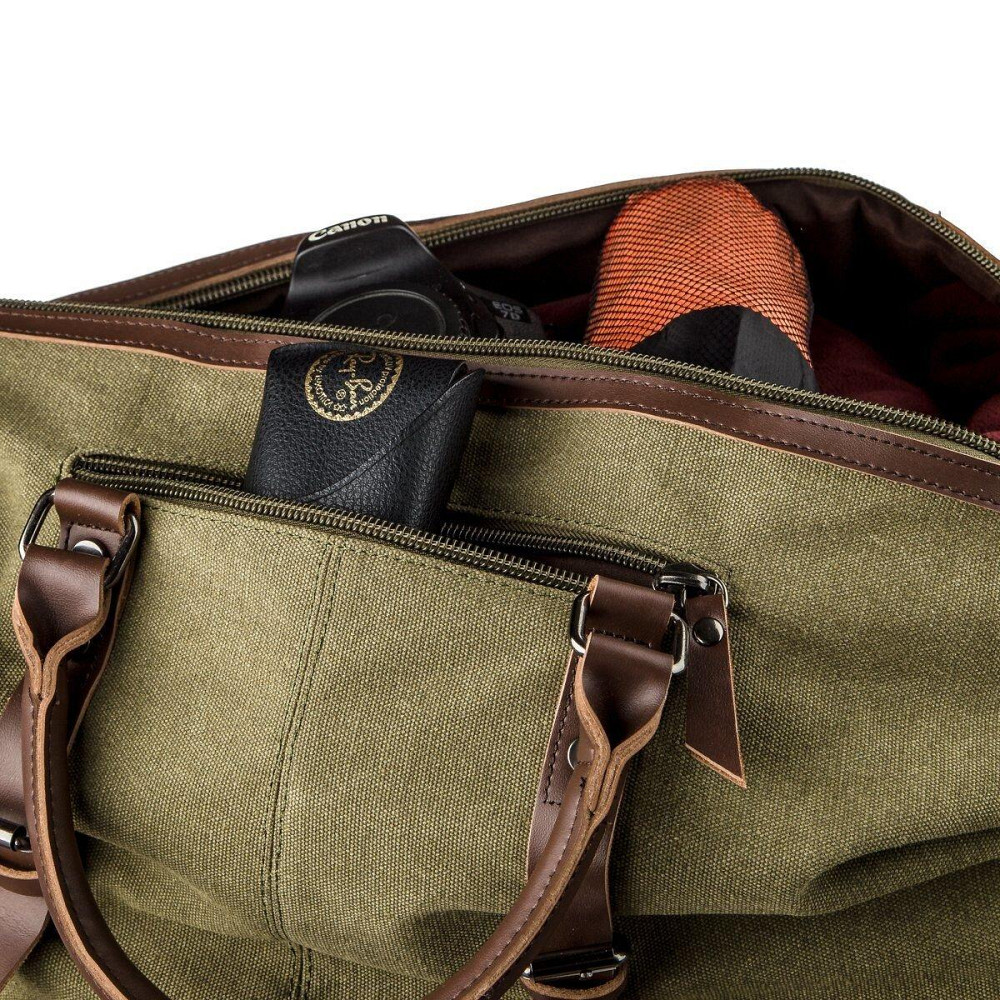 Дорожня сумка текстильна велика Vintage 20167 Зелена Київ - фото 5