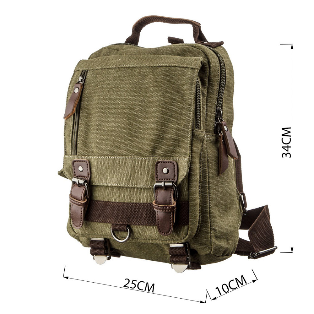 Сумка-рюкзак на одно плечо Vintage 20141 Оливковая Киев - изображение 3