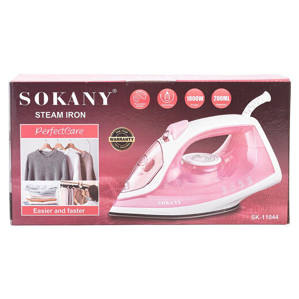 Паровий утюг ручний Sokany SK-11044, 1800 Вт, рожевий Київ - фото 6