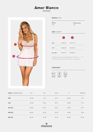 Сорочка Obsessive Amor Blanco underwire chemise & thong white S/M Sex Aura Киев