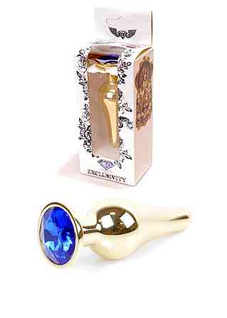 Анальна пробка - Jewellery Gold Long Plug Dark Blue Sex Aura Київ