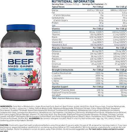 Гейнер Applied Nutrition Beef Mass Gainer 3130 г, FROZEN BERRIES Луцк