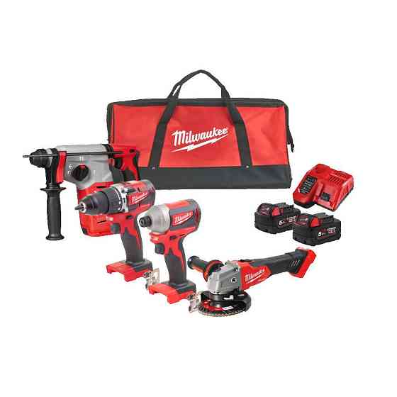 Набор инструментов аккумуляторных MILWAUKEE M18 FPP4R-502B (зарядное устройство М12-18, 2 аккумулятора В5 5Ач, М18 перфоратор SDS-PL Одесса