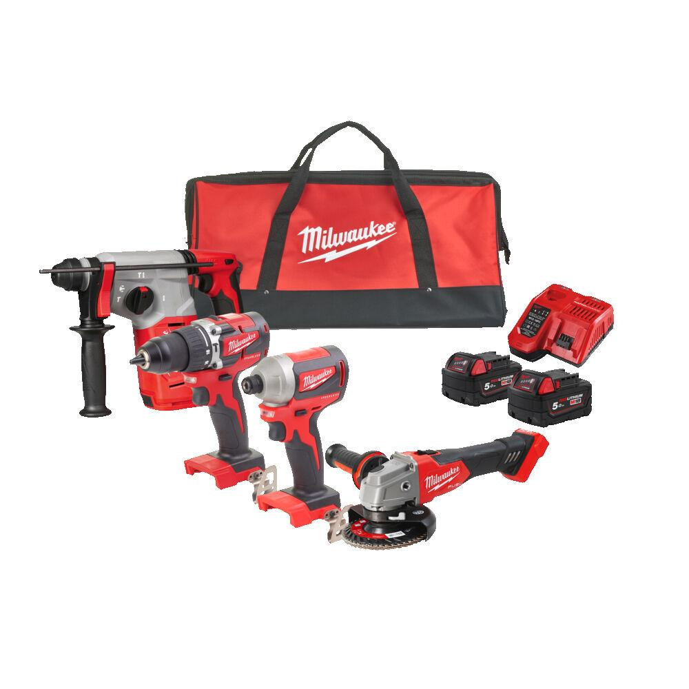 Набор инструментов аккумуляторных MILWAUKEE M18 FPP4R-502B (зарядное устройство М12-18, 2 аккумулятора В5 5Ач, М18 перфоратор SDS-PL Одесса - изображение 1