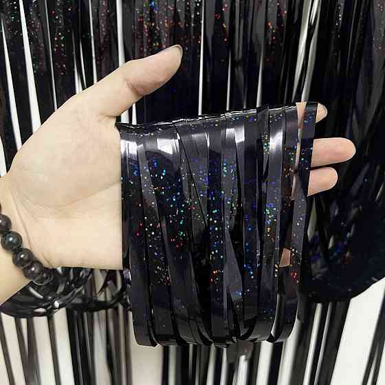 Дождик для фотозоны с голограммой для праздника 245 на 92 см черный Киев