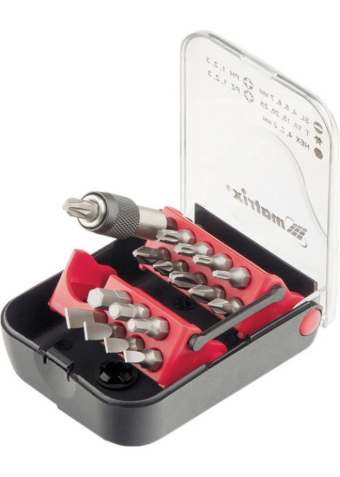 Набор бит, адаптер для бит, сталь S2, 18 предм., в пласт. боксе MATRIX MASTER Полтава - изображение 1