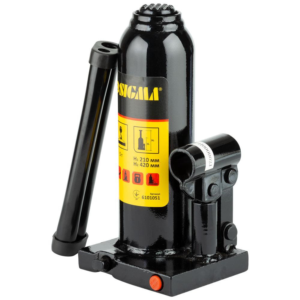 Домкрат гидравлический бутылочный 5т H 210-420мм SIGMA (6101051) Ровно - изображение 1