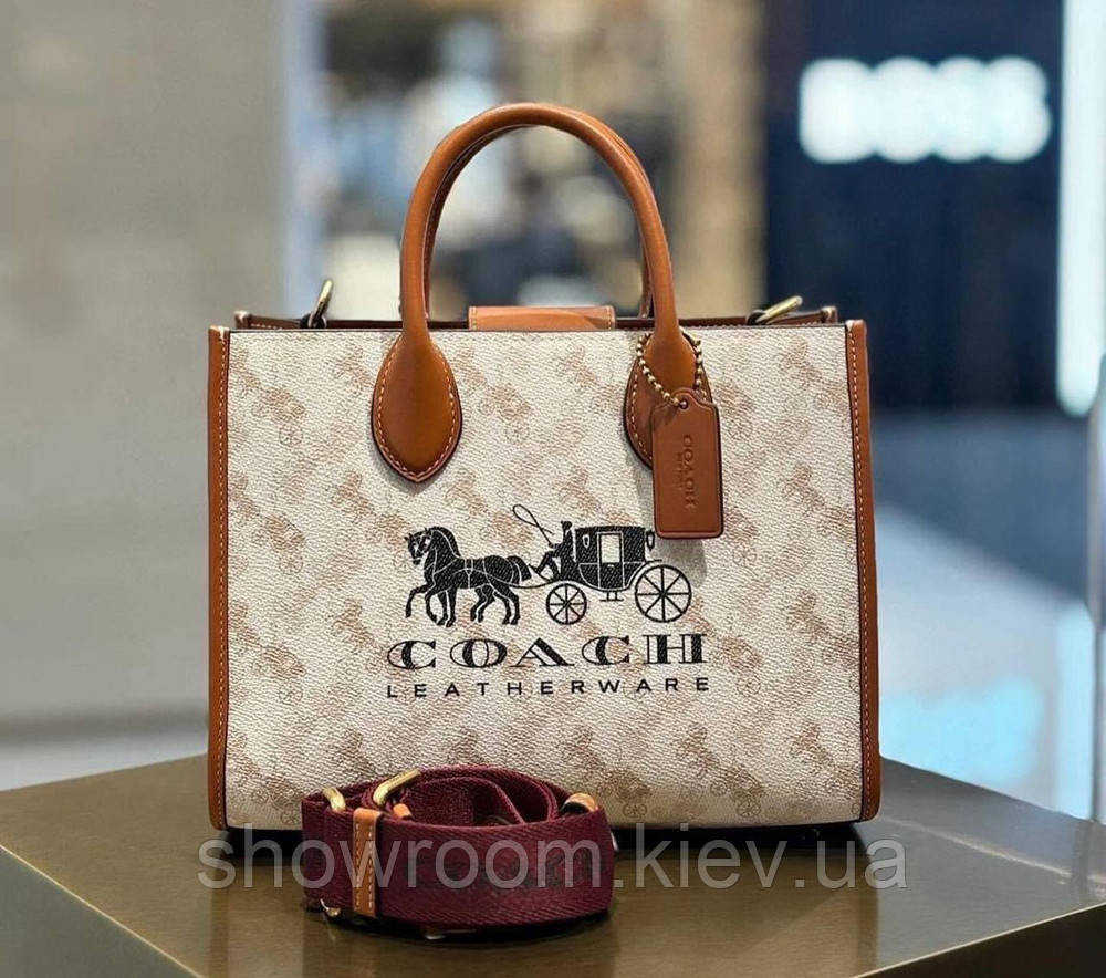 Жіноча сумка середніх розмірів Coach Ace бежева Lux Київ - фото 1