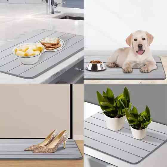 Коврик универсальный для душа и ванной комнаты,прихожей,кухни,каменный из диатомита,серый, размер 60х39 см Каменец-Подольский