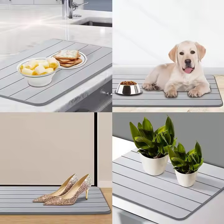 Коврик универсальный для душа и ванной комнаты,прихожей,кухни,каменный из диатомита,серый, размер 60х39 см Каменец-Подольский - изображение 5