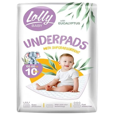 Пеленки для младенцев Lolly 60*60 см 10 шт (4820174981808) Винница - изображение 1