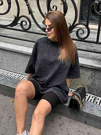 Велосипедки та футболка варенка тай дай оверсайз Чорний XL-2XL Харків