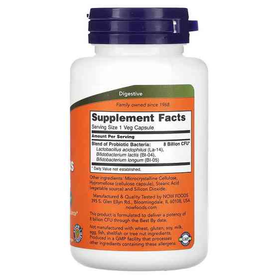 Пробіотики NOW 8 Billion Acidophilus &amp; Bifidus, 120 Veg Capsules Луцьк
