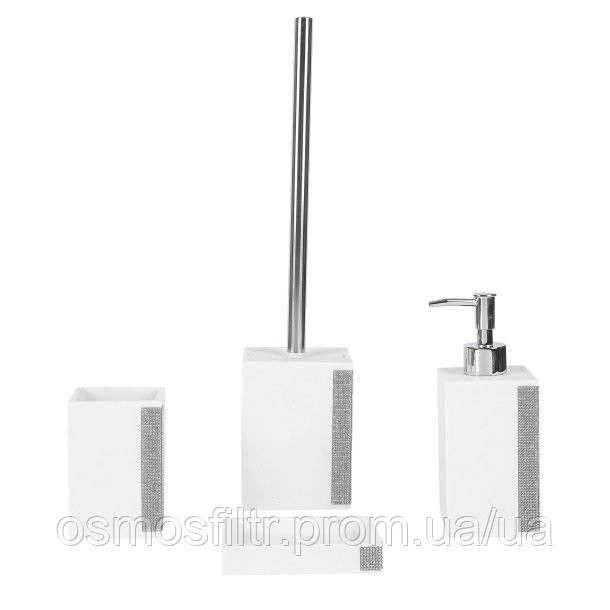 Щітка для туалету Axentia Ліндос біла з декором полігума 9.2x38.5x9.2 см (134350) Київ - фото 6