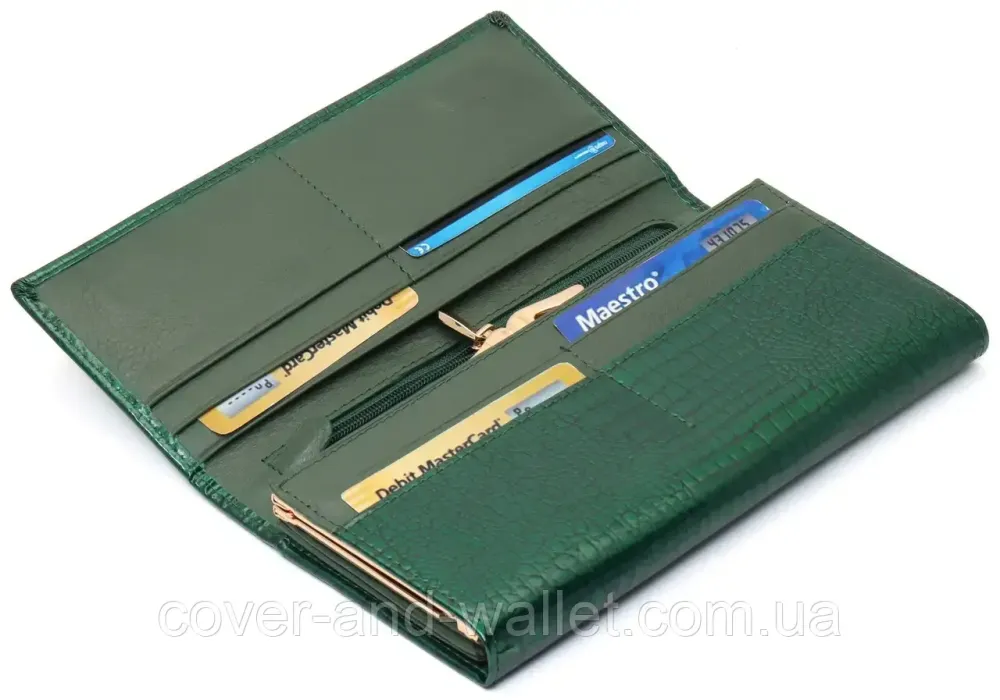 Лаковий жіночий гаманець з натуральної шкіри зеленого кольору ST S6001A Київ - фото 8