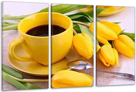 Модульная картина в гостиную / спальню  Жовті тюльпани    ART-242_3A 70х130 см Киев