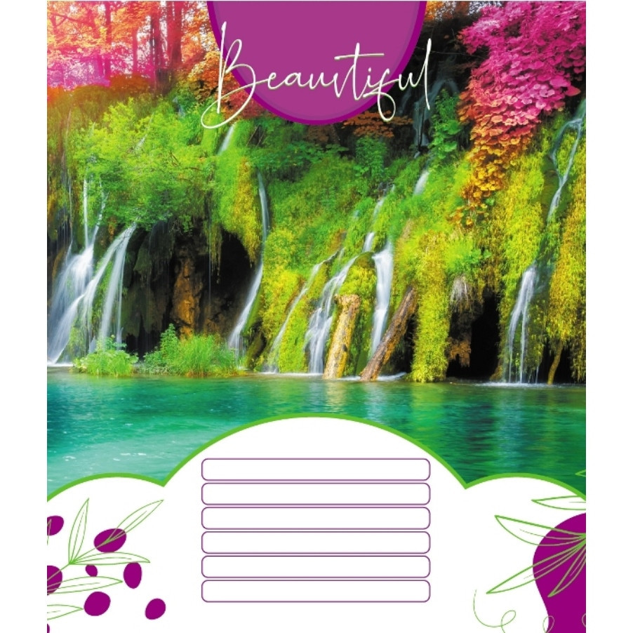 Зошит учнівський "Красиві водоcпади" 018-530100K-3 в клітинку, 18 аркушів Вінниця - фото 1