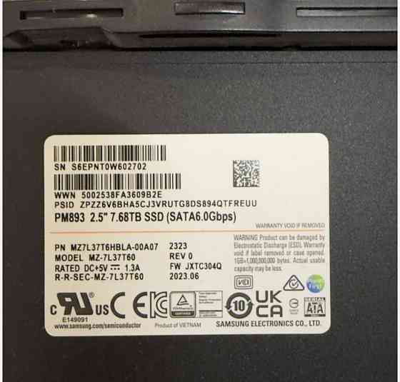 Samsung PM893 7.68 TB SATA SSD (MZ7L37T6HBLA-00A07) Київ