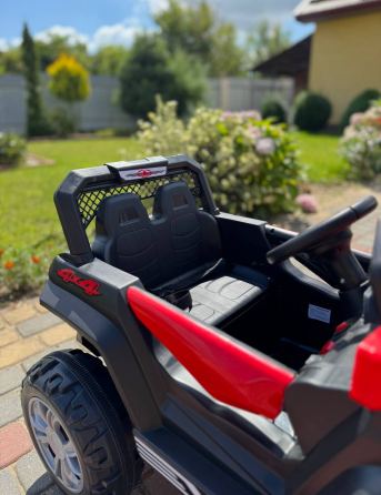 Детский электромобиль ДЖИП БАГГИ двухместный (4 двигателя, пульт, свет, музыка), Красный Киев