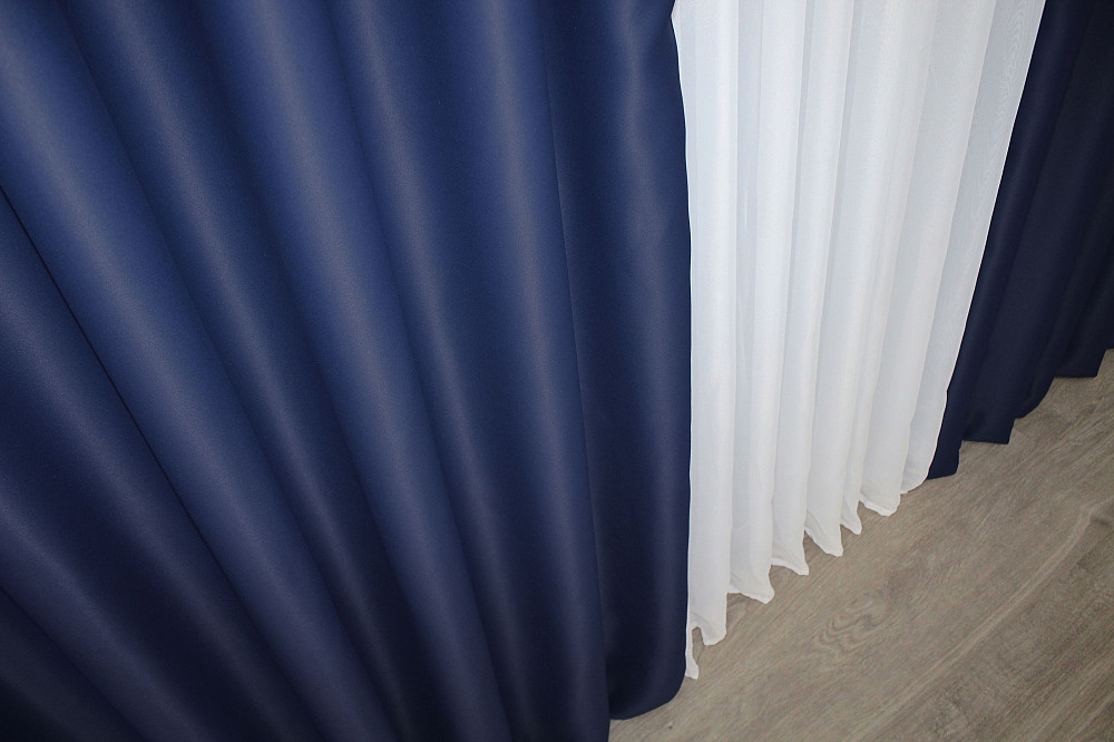 Комплект готових штор VR-Textil Блекаут Fusion Dimout № 831ш Синій 150х275 см 2 шт (39-406) Київ - фото 7