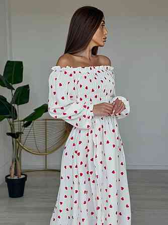 Женское романтичное легкое макси платье с сердцем муслин 100% хлопок Одесса