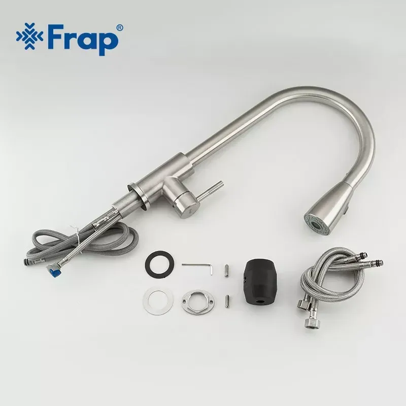 Смеситель для кухни с выдвижным изливом Frap F60899-1 сатин Киев - изображение 6