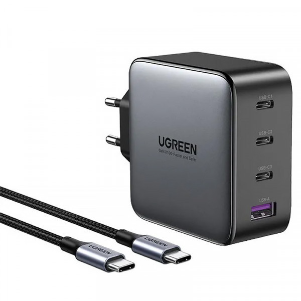 Зарядний пристрій 4xUSB 100W GaN (3хUSB-C+USB-A) + Cable CD226 Сірий Ugreen (90575) Київ - фото 2