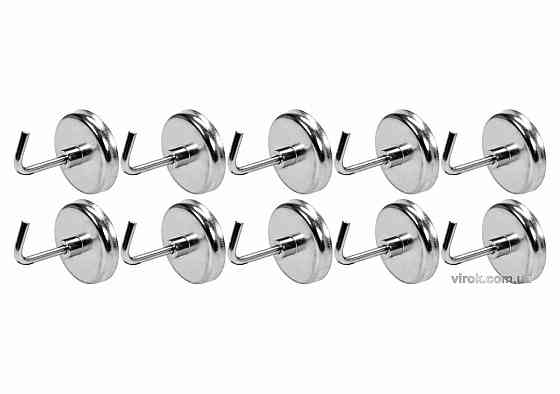 Гачки магнітні YATO з основою Ø= 35 мм, стержні l= 30 мм, 10 шт. [12/48] Одесса