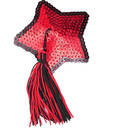 Наклейки на соски Звездочки с кисточками one size красно-черный Киев - изображение 4