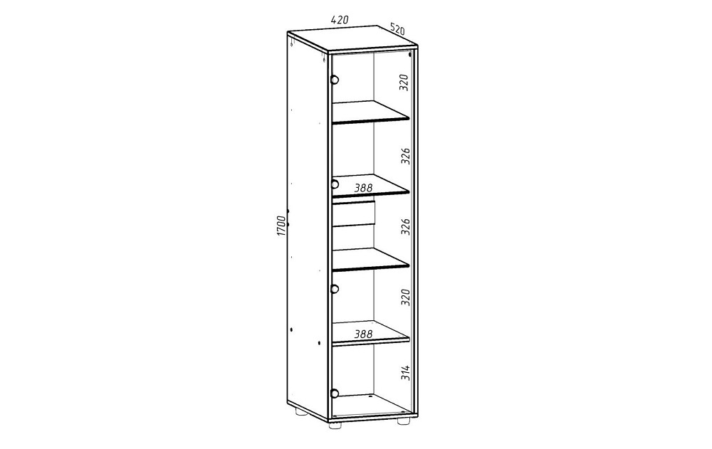 Пенал со стеклом Hugo H-4, Венге Магия, 420/520/1700 Львов - изображение 2
