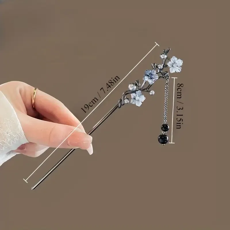 Заколка-шпилька для волос в стиле Ренессанс с цветами и подвесками – 19 см Киев - изображение 6