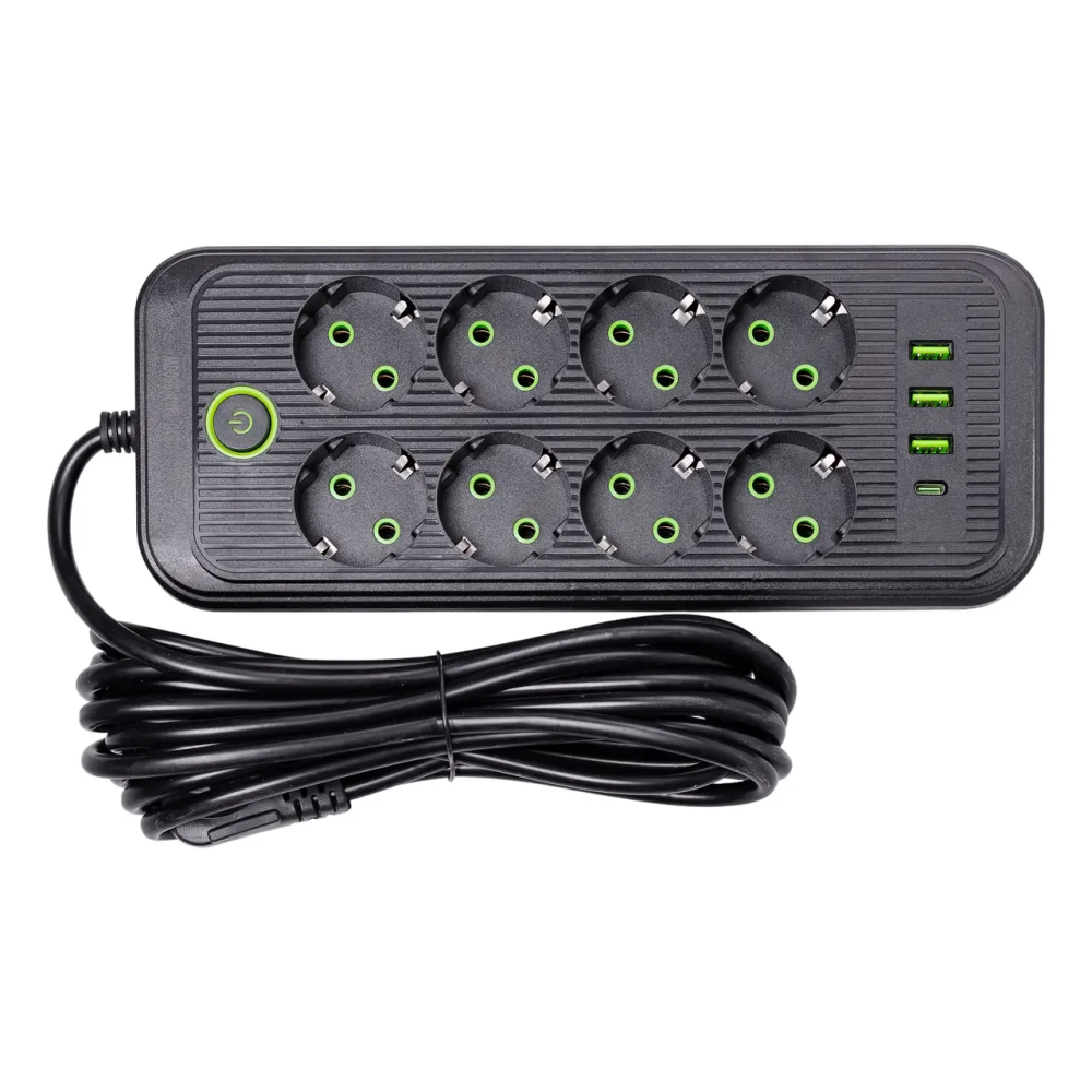 Yiwu Мережевий фільтр 4.8 м подовжувач на 8 розеток з 3 USB 1 Type-C та кнопкою відключення F20 Коломия - фото 1
