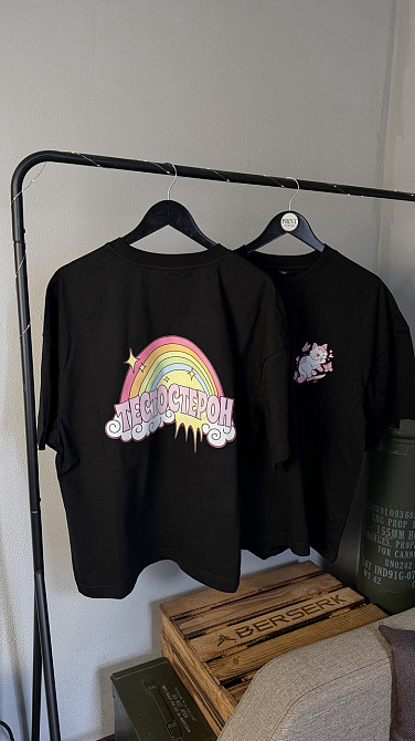 Оверсайз футболка «ТЕСТЕТЕРОН» з великим принтом Чорний, M Чернівці - фото 1