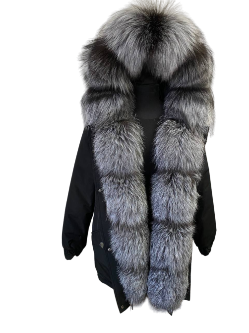 Парка женская с мехом чернобурки Черный 54 95см Харьков - изображение 5