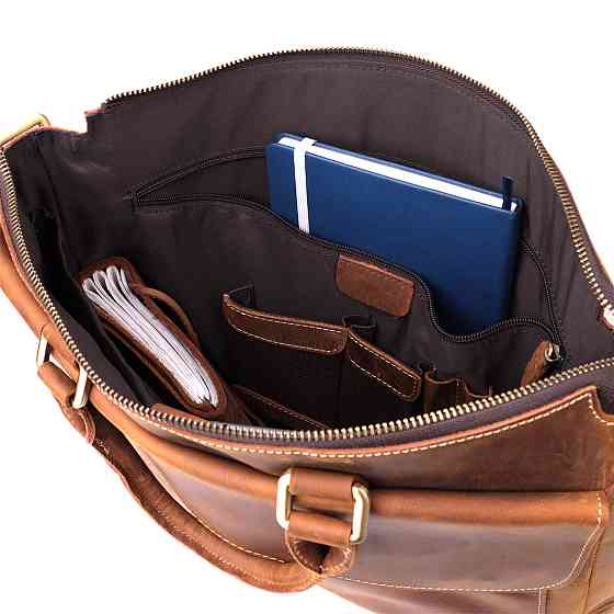 Стильный портфель в винтажном стиле из натуральной кожи Vintage 22673 Коричневый Киев