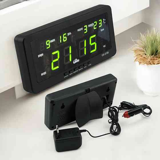 Універсальний електронний настільний годинник CAIXING CX-2158 із зеленим LED-дисплеєм для дому та офісу Одеса