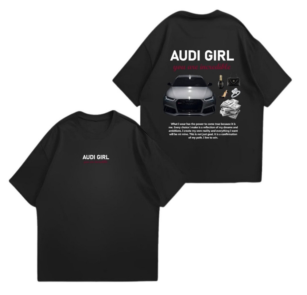 Футболка AUDI GIRL — you are incredible | Жіноча футболка з автомобільним принтом Бежевий Чернівці - фото 1