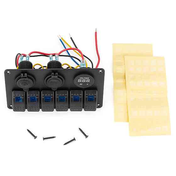 Панель переключения на 6 кнопок с вольметром, USB и прикуривателем Киев